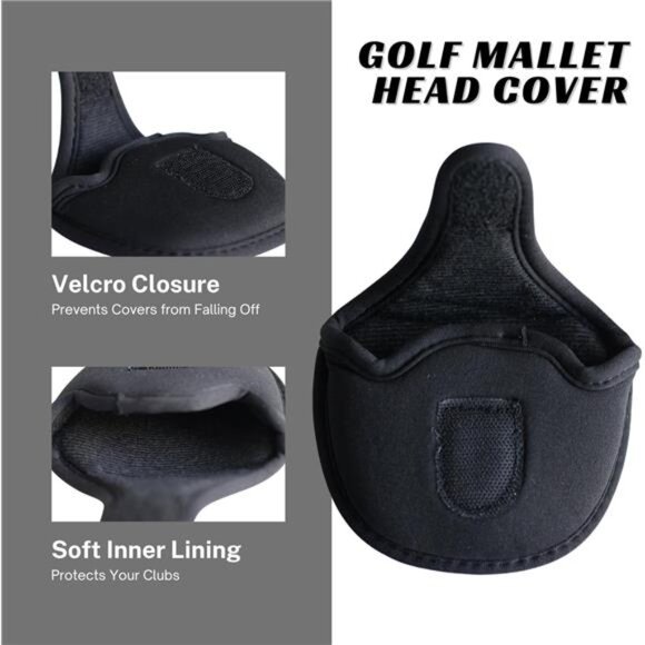 Black Golf Putter Headcover Standard Size Neoprene Club Head Cover Perfect - Picture 3 of 8